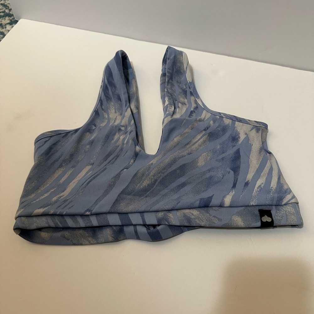 Booty by Brabants | Curvy Zebra Azul top|Stylish Blue Patterned Women's Bralette